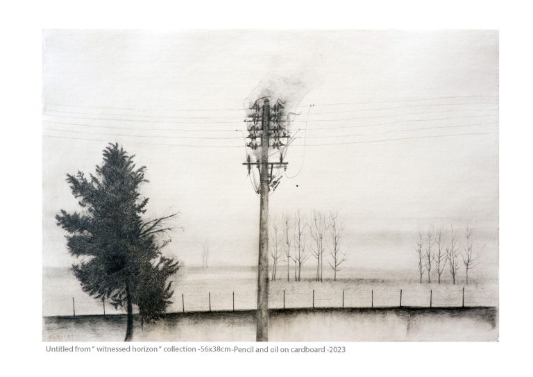 untitled - 56x38 cm - Pencil and oil on cardboard -2023