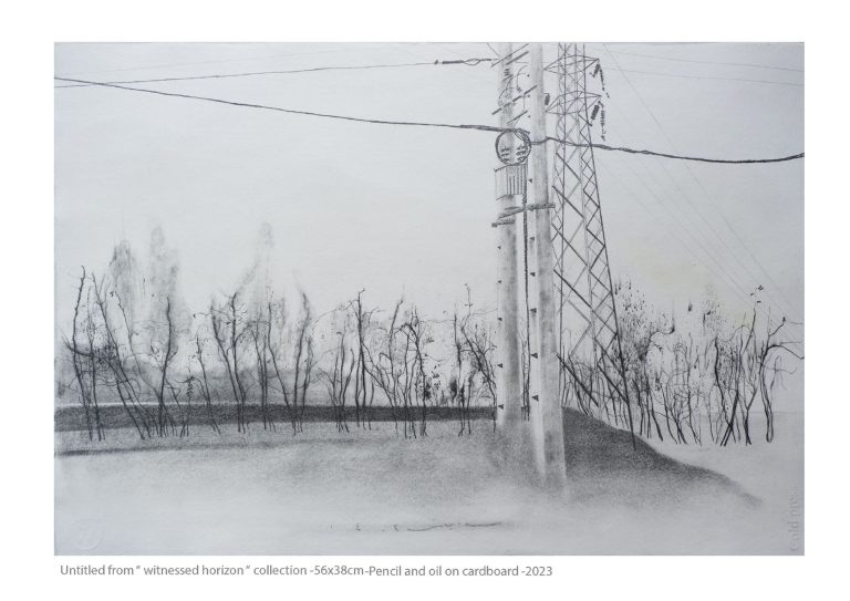 untitled - 56x38 cm - Pencil and oil on cardboard -2023