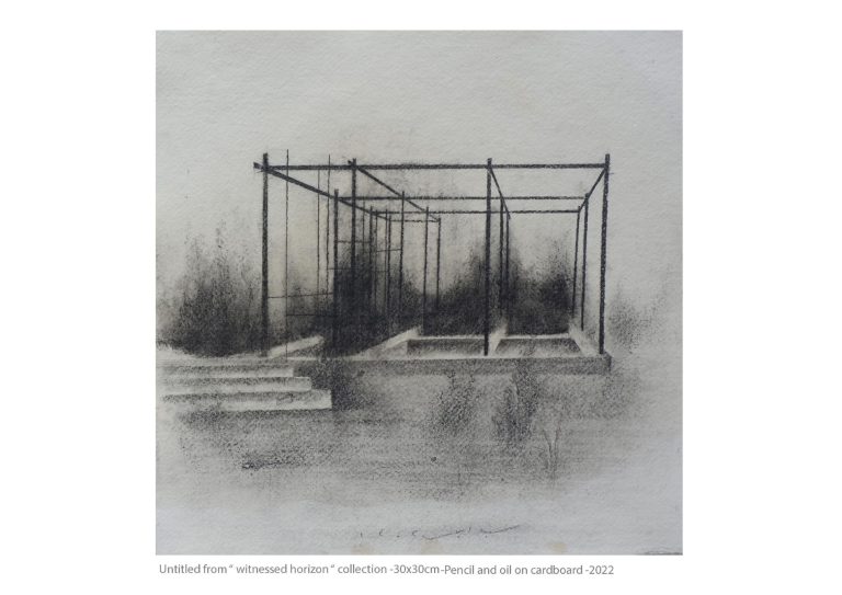untitled - 30x30 cm - Pencil and oil on cardboard -2022