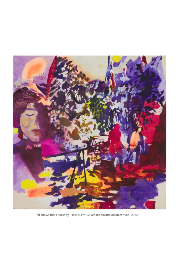 If it snows this thursday - 45x45 cm - Mixed media and oil on canvas - 2022
